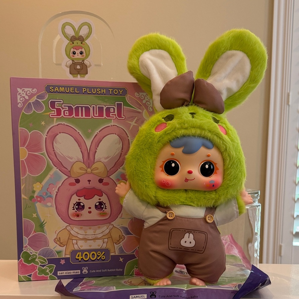 New 400% Samuel San Xiao Mao Plush Doll - GREEN RABBIT